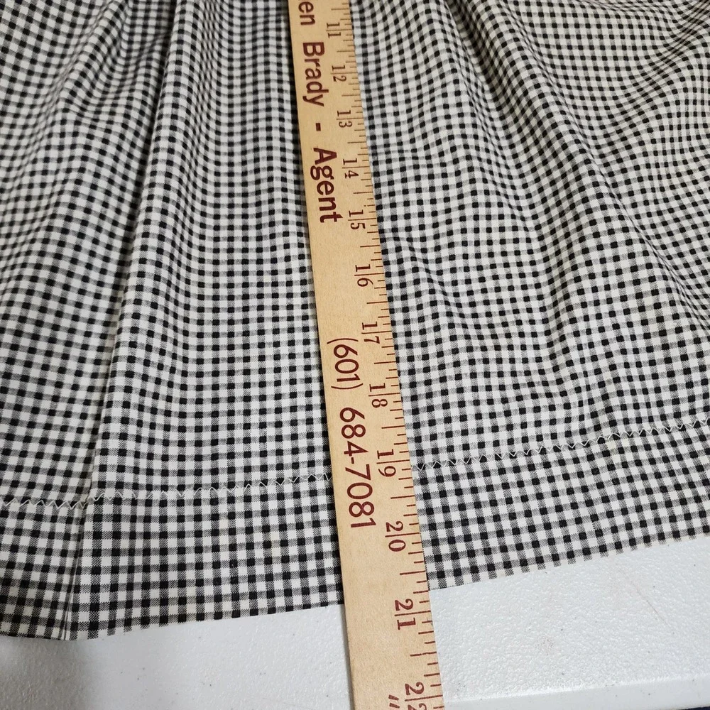 Vintage Handmade Gingham Half Apron Black White Red Tulip Pockets Cottagecore